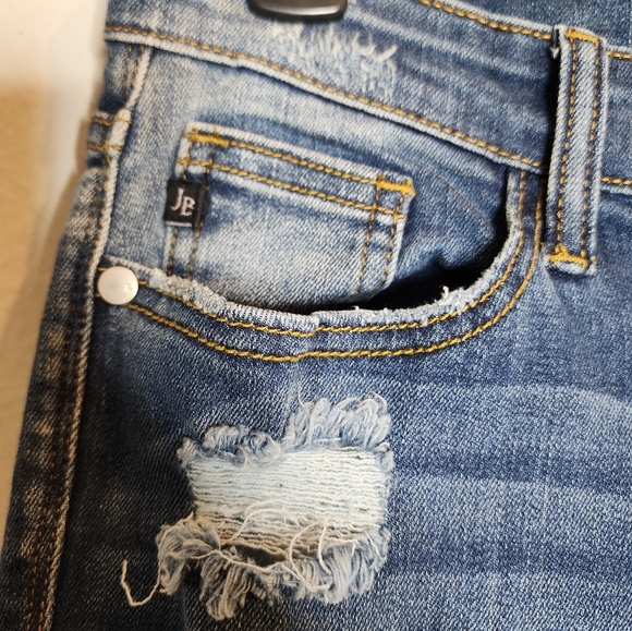 Judy Blue Stretch Denim Distressed Skinny Jeans Leopard Print Patch size 7/28 - Picture 15 of 16